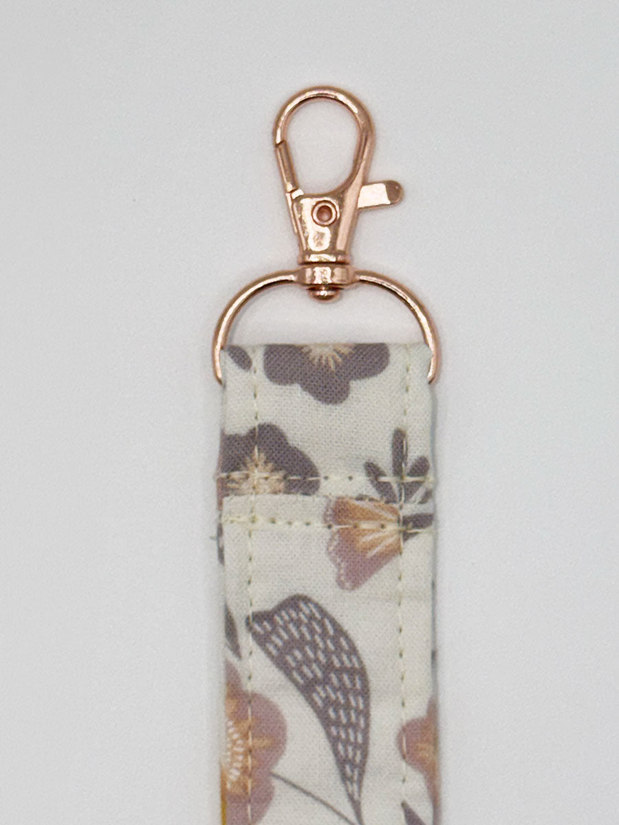Key Fobs - Fabric // Purple Flowers on White