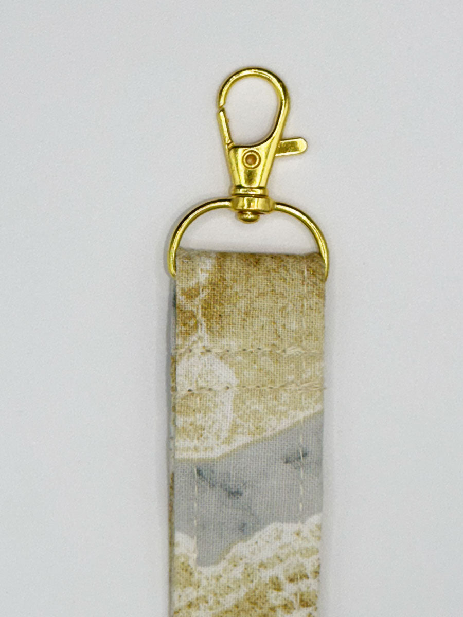 Key Fobs - Fabric // Gold Skulls on Marble