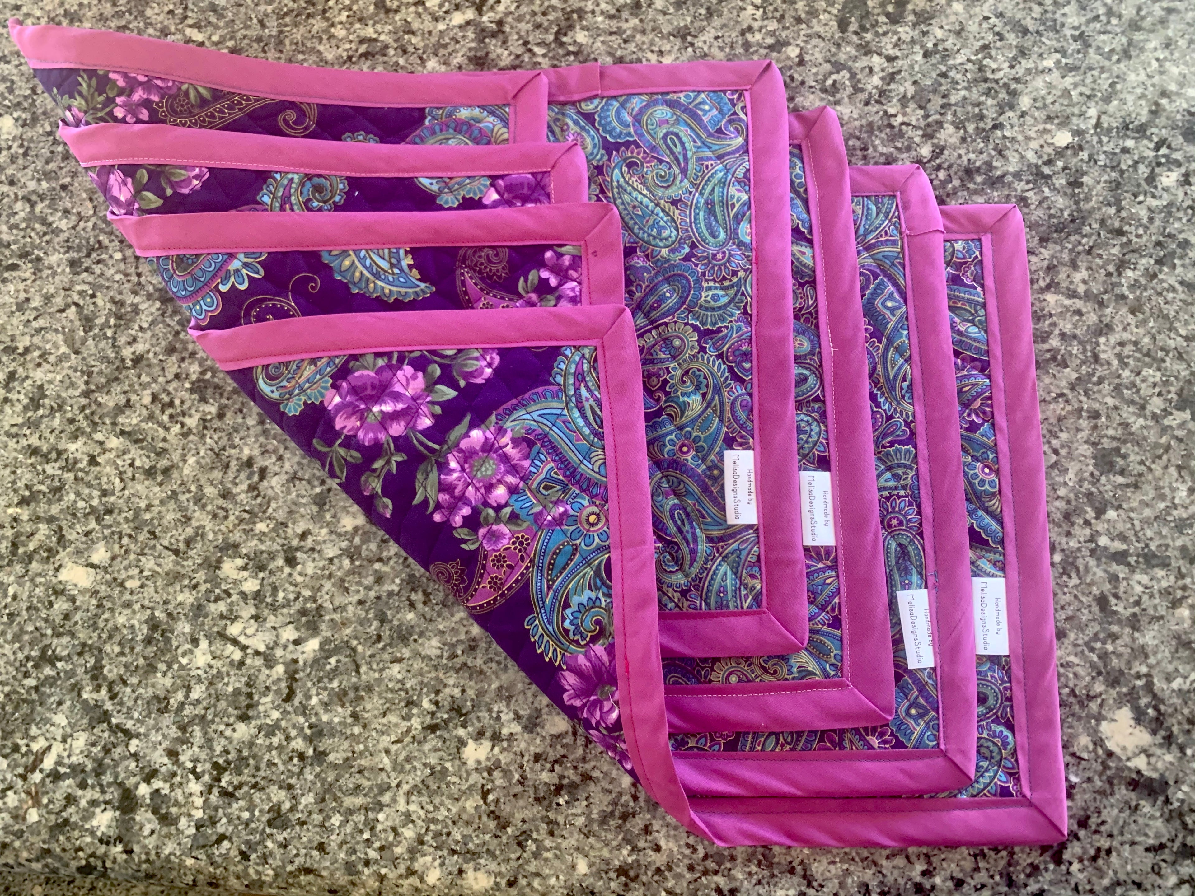 Reversible Quilted Placemats // Set of 2 or 4, Made to Order
