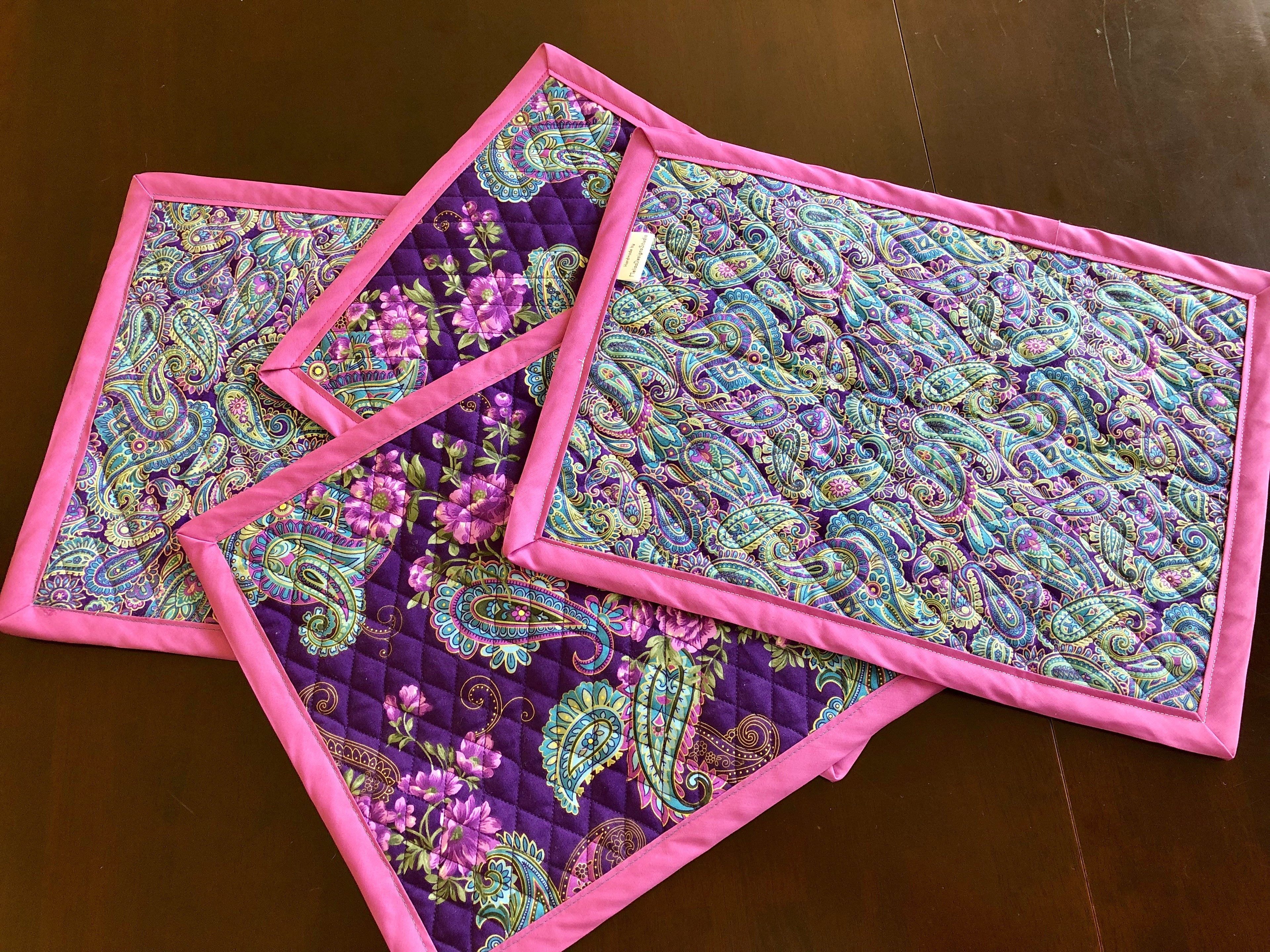 Reversible Quilted Placemats // Set of 2 or 4, Made to Order
