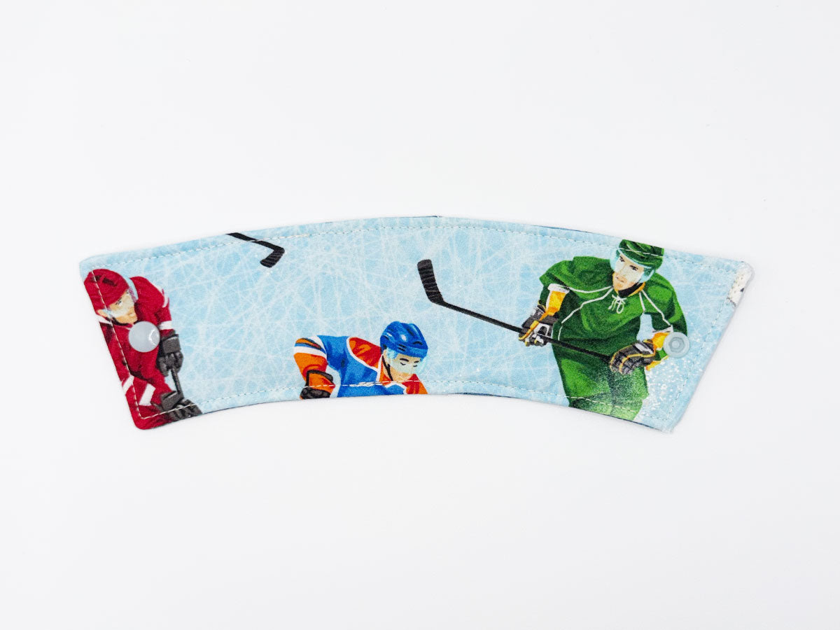 Coffee Sleeve // Hockey Players & Blue Accent
