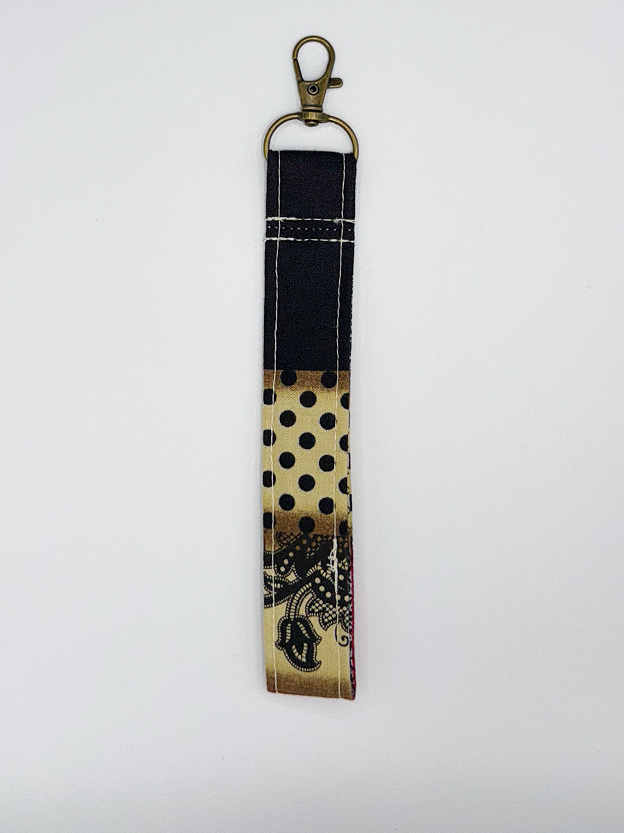 Key Fobs - Fabric // Lattice & Floral Mix on Black