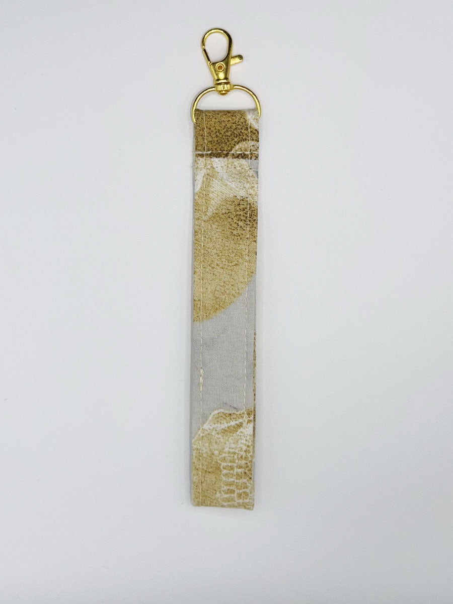 Key Fobs - Fabric // Gold Skulls on Marble