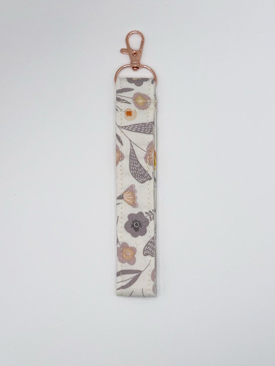 Key Fobs - Fabric // Purple Flowers on White