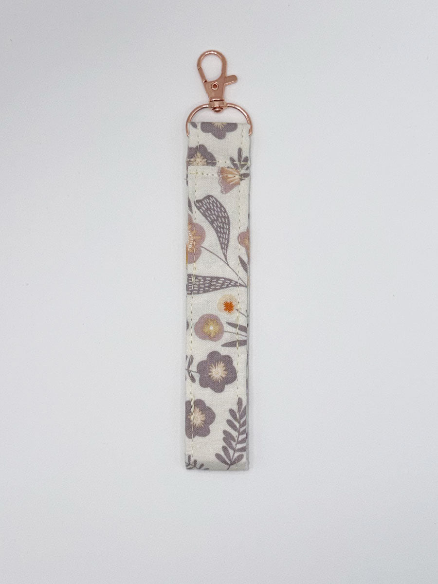 Key Fobs - Fabric // Purple Flowers on White