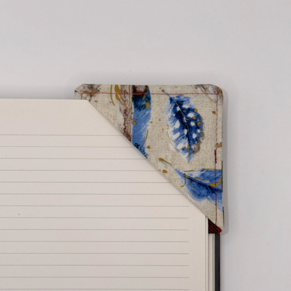 Fabric Bookmark // Nature on Plaid with Feathers