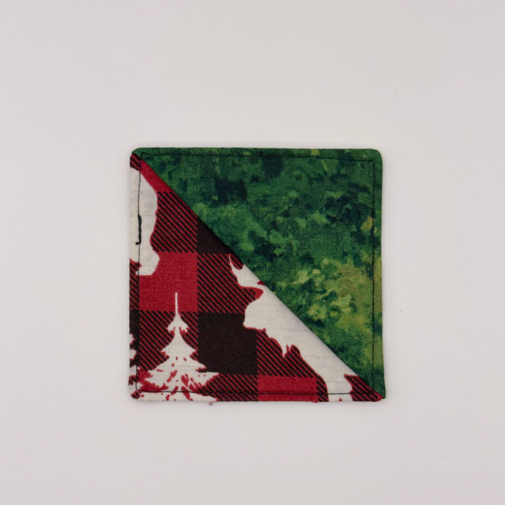 Fabric Bookmark // Nature on Plaid with Green Accent