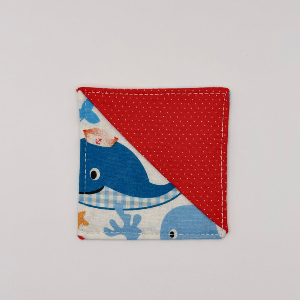 Fabric Bookmark // Whales with Red dots