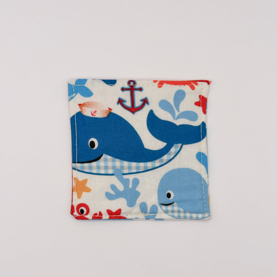 Fabric Bookmark // Whales with Red dots