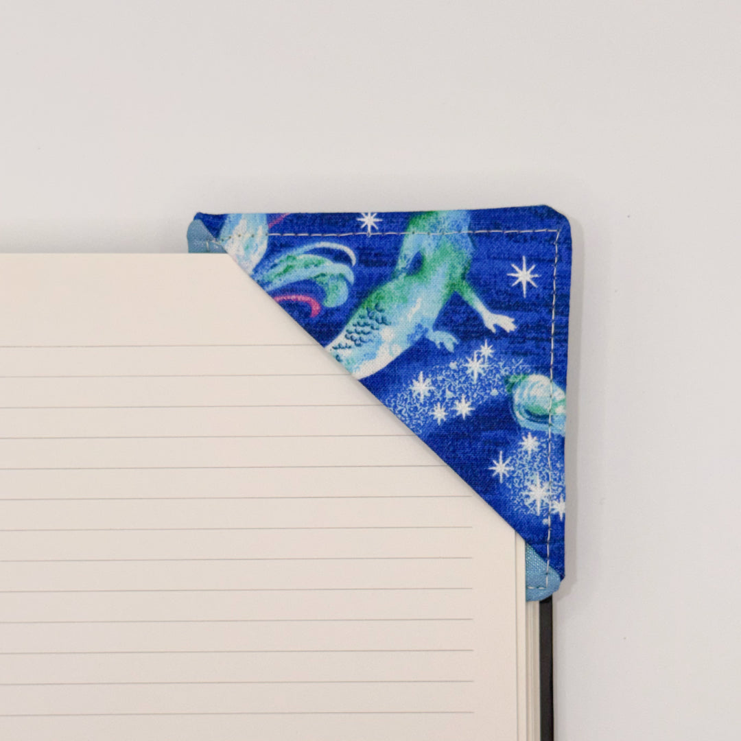 Fabric Bookmark // Mermaid blue with Mermaids