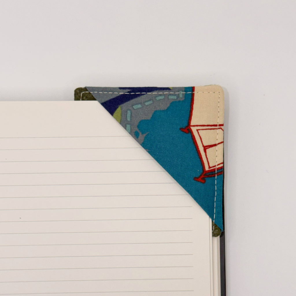 Fabric Bookmark // Mossy green with Camping vibes