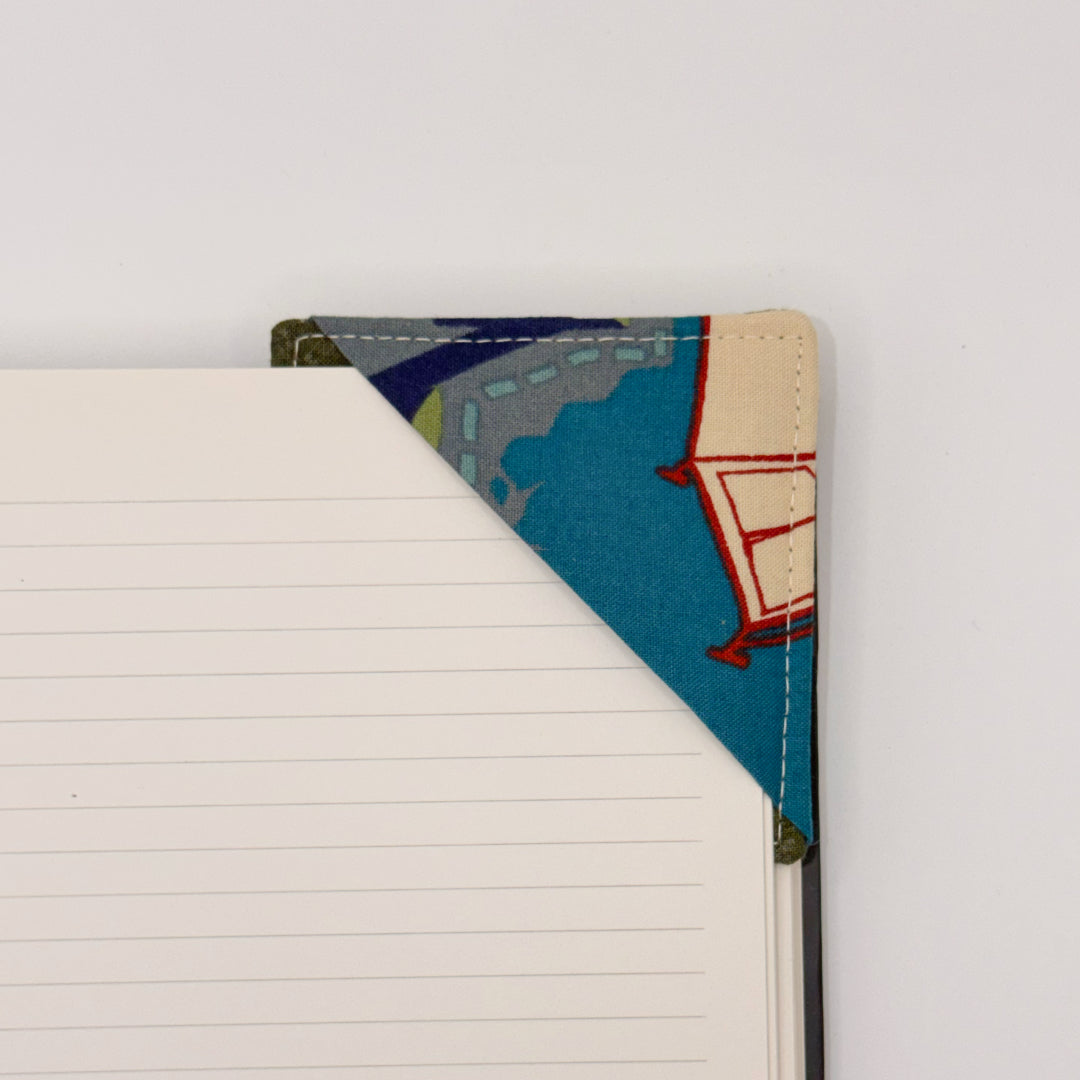 Fabric Bookmark // Mossy green with Camping vibes