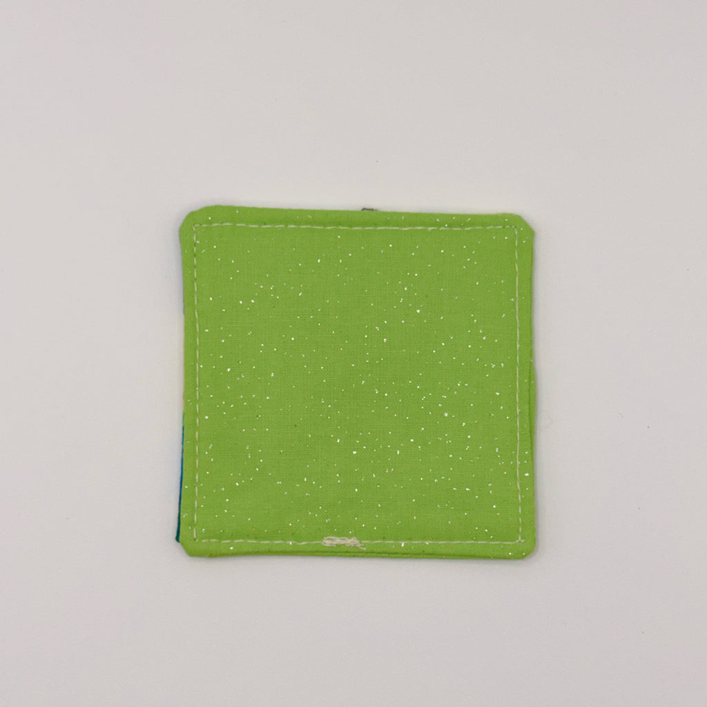 Fabric Bookmark // Green sparkles with Cats