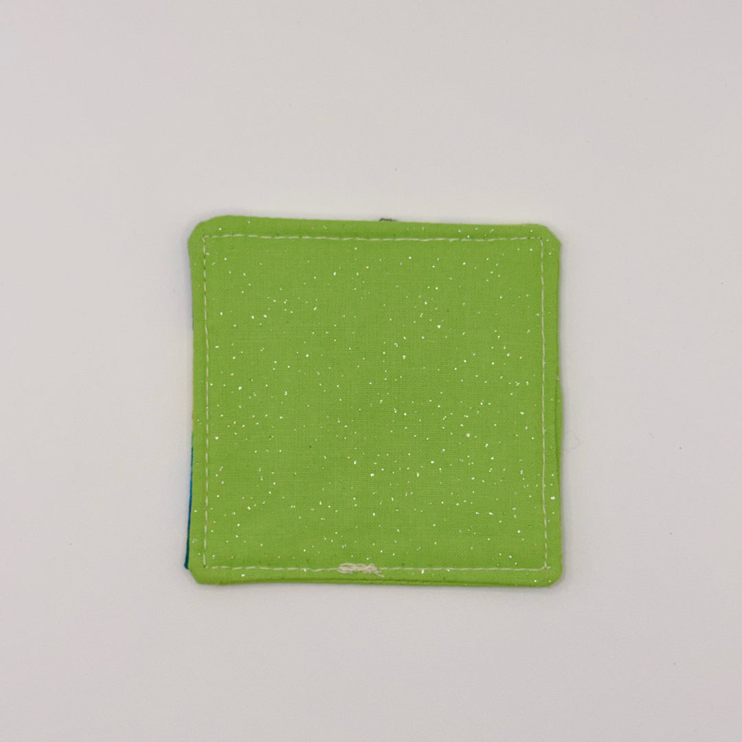 Fabric Bookmark // Green sparkles with Cats