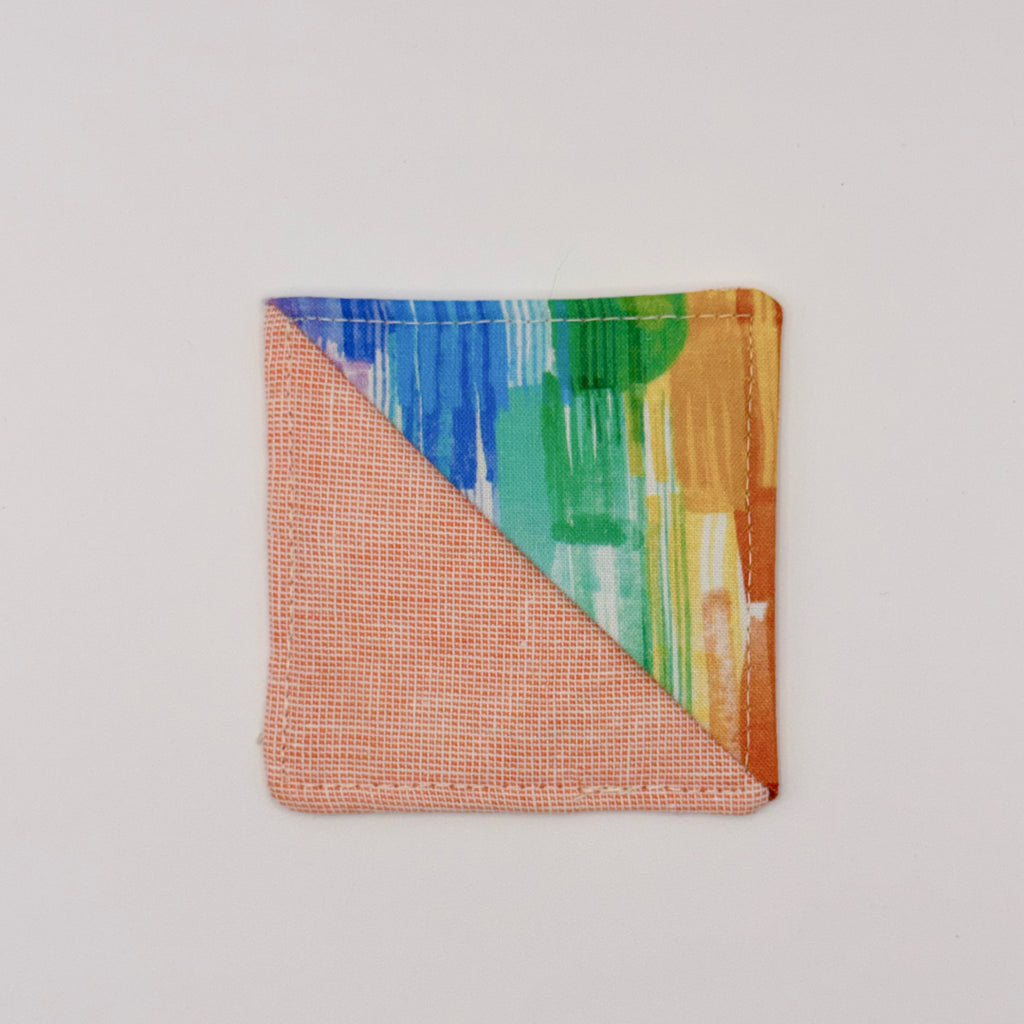 Fabric Bookmark // Orange Accent with Rainbow Paint