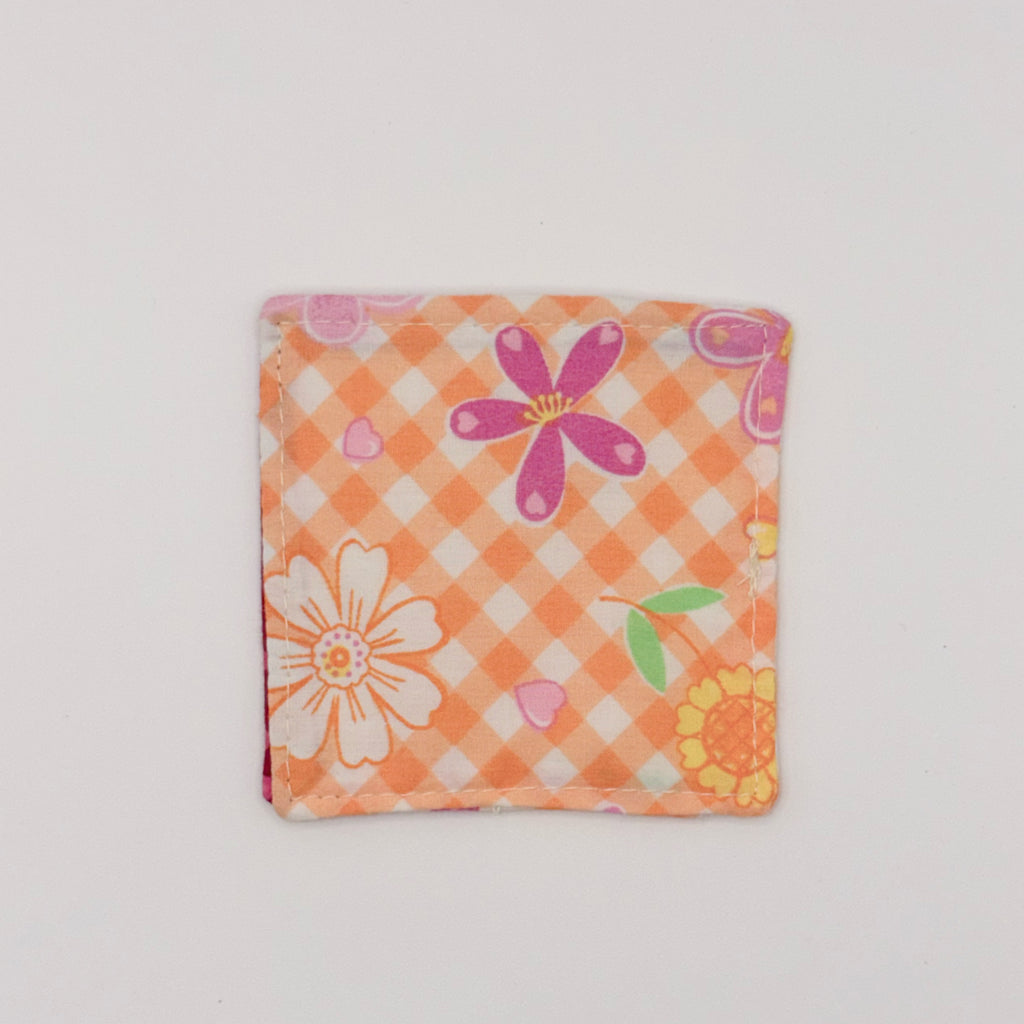Fabric Bookmark // Orange gingham with Pink dots