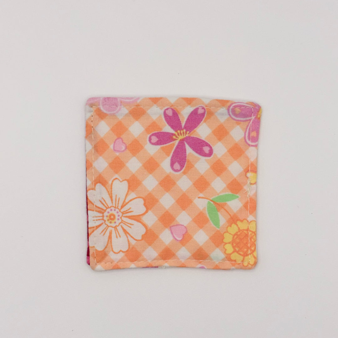 Fabric Bookmark // Orange gingham with Pink dots