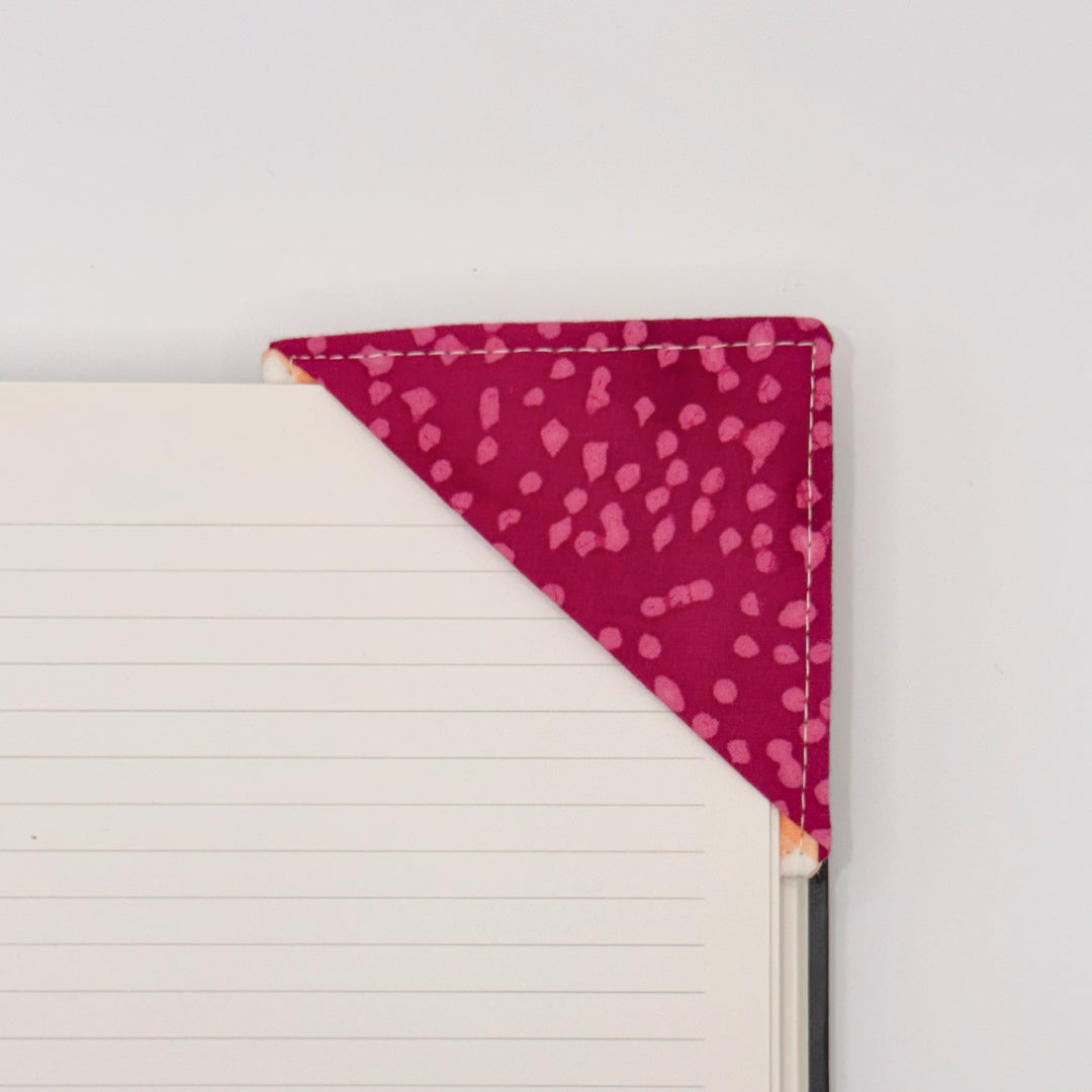 Fabric Bookmark // Orange gingham with Pink dots