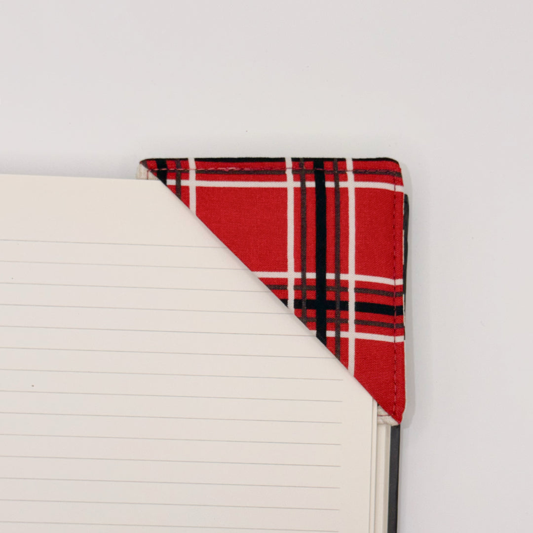 Fabric Bookmark // Mustache with Red plaid
