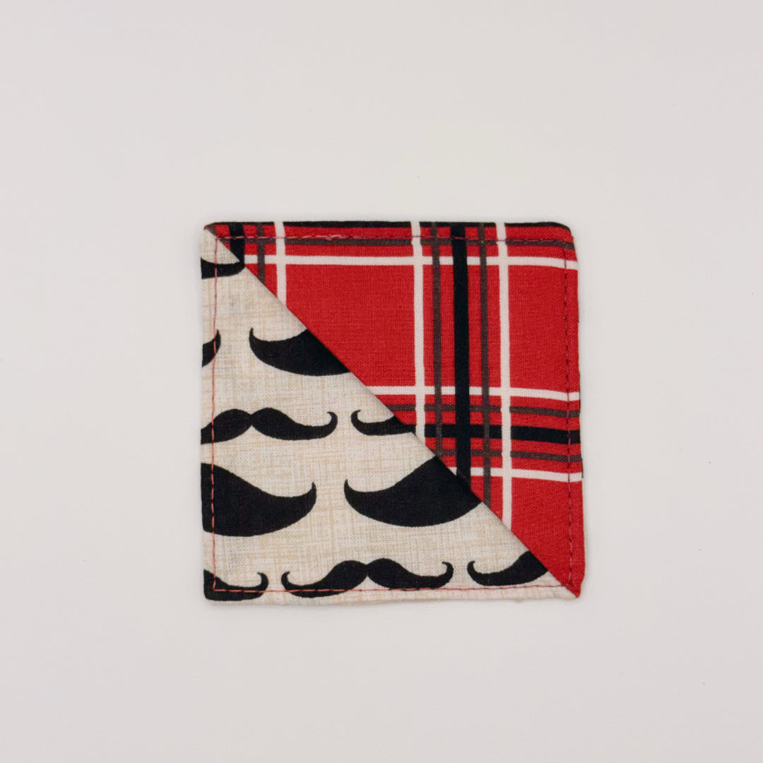 Fabric Bookmark // Mustache with Red plaid