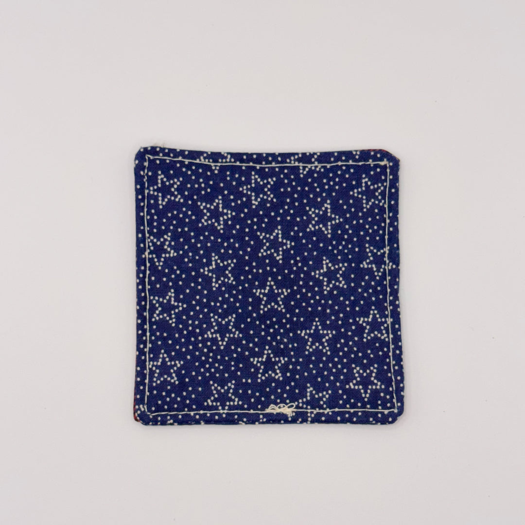 Fabric Bookmark // White Stars on Navy with Red Plaid