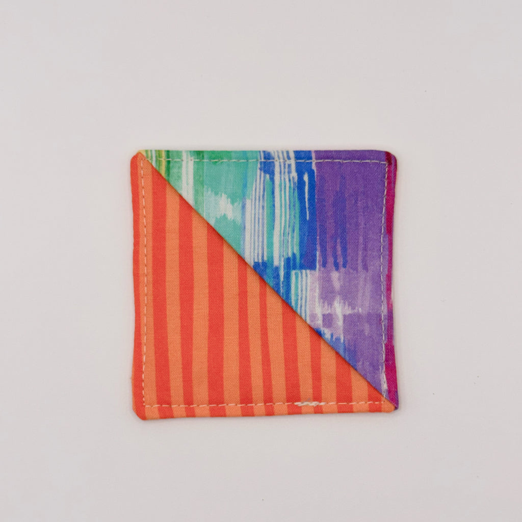 Fabric Bookmark // Orange stripes with Painted Rainbow