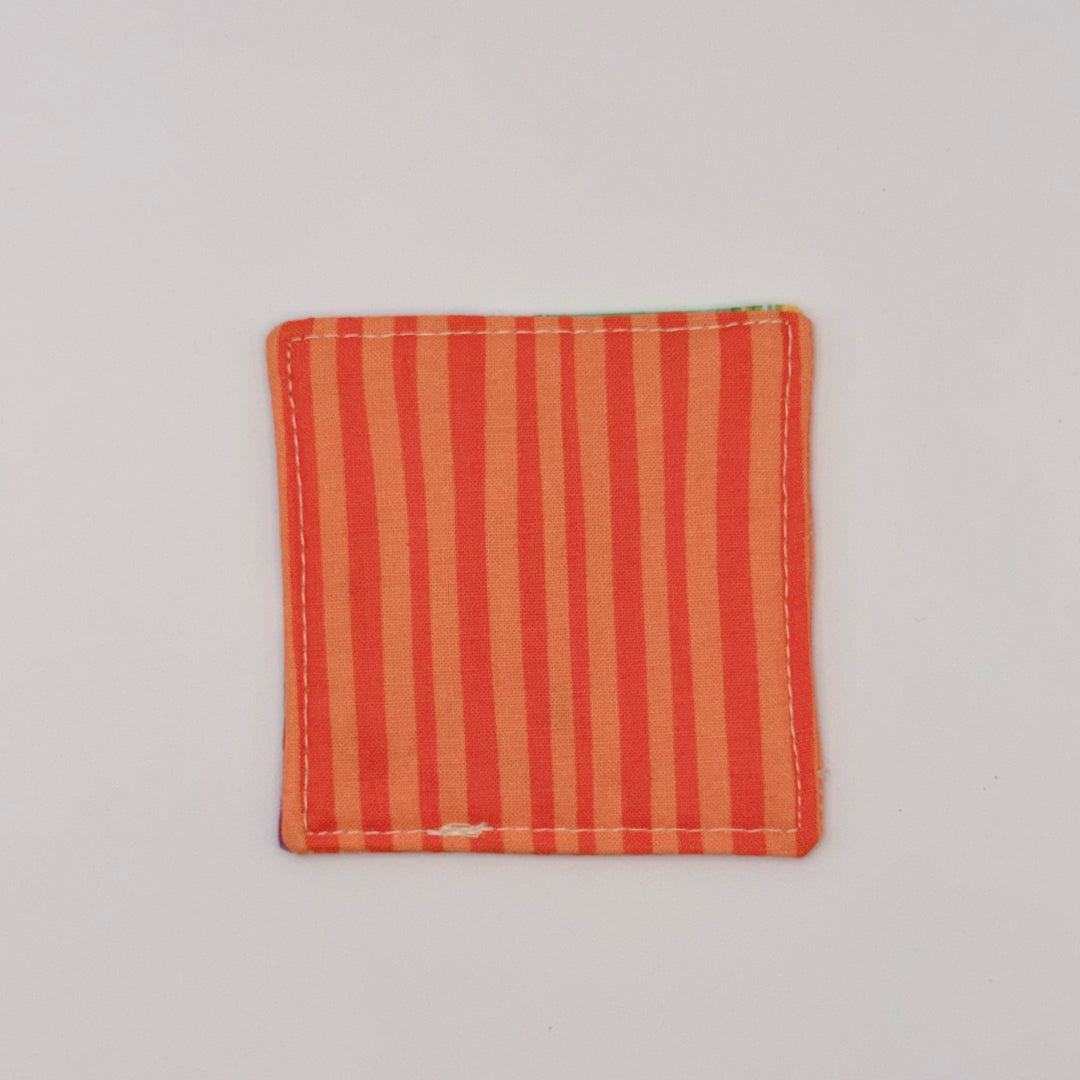 Fabric Bookmark // Orange stripes with Painted Rainbow