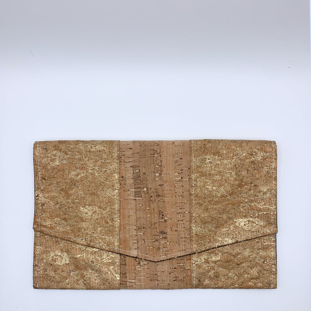Cork Clutch // Gold Embellished & Natural Cork