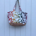 Cork Bottomed Tote // M Leaves in Rainblow Colors with Cork Fabric