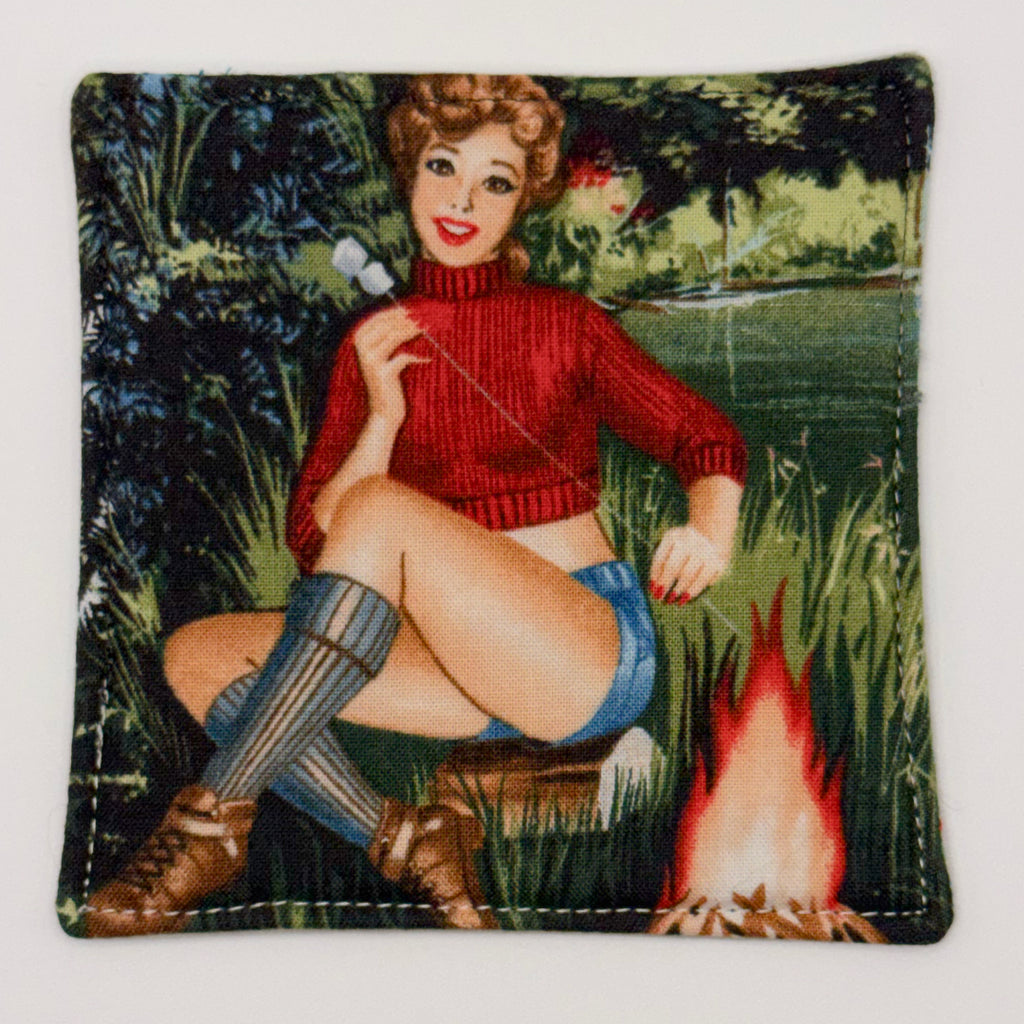 Fabric Coasters (Set of 4) // Pin-Up Women in Nature
