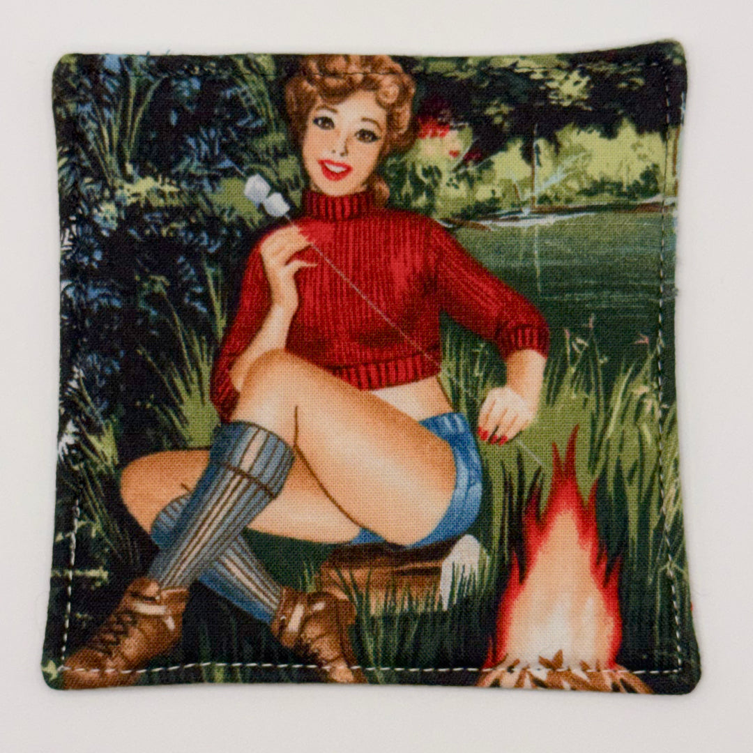 Fabric Coasters (Set of 4) // Pin-Up Women in Nature