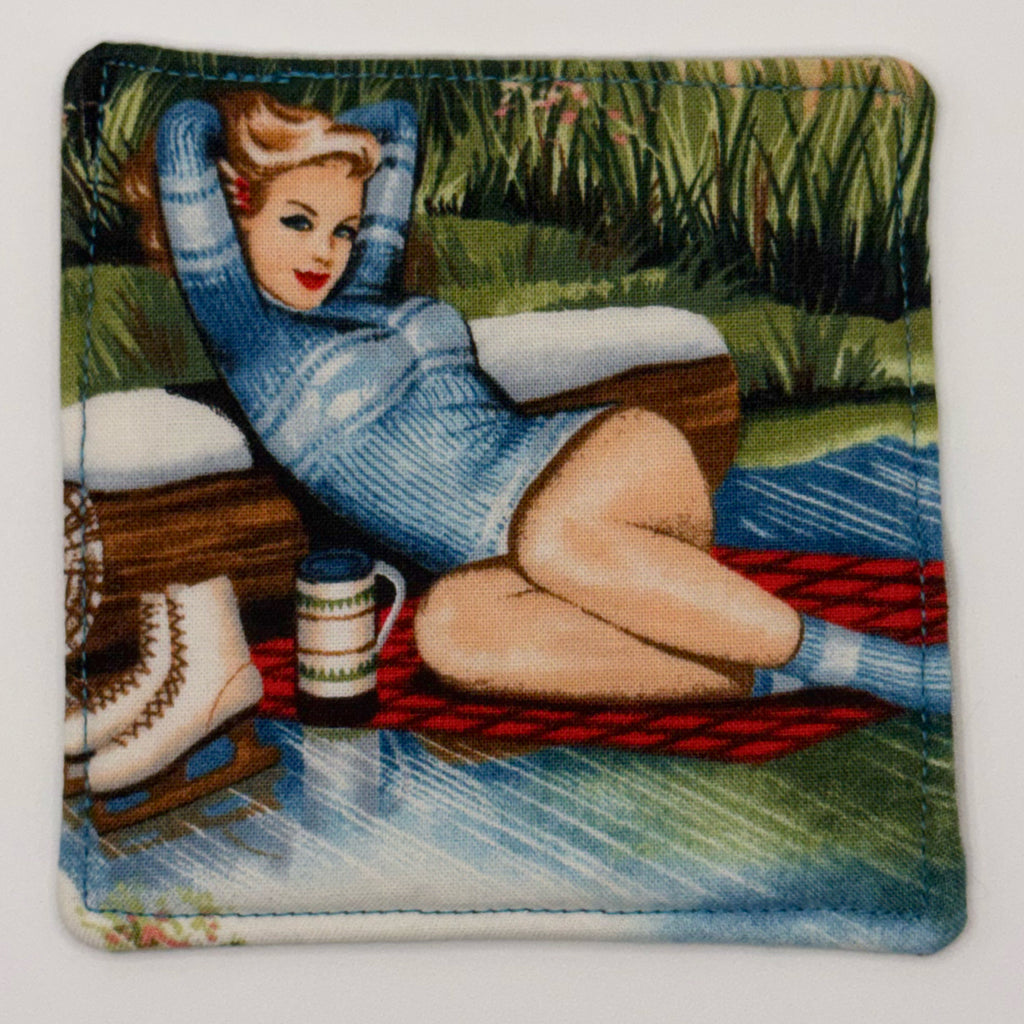 Fabric Coasters (Set of 4) // Pin-Up Women in Nature