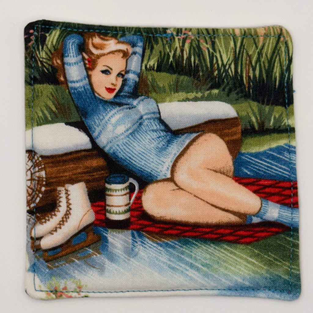 Fabric Coasters (Set of 4) // Pin-Up Women in Nature